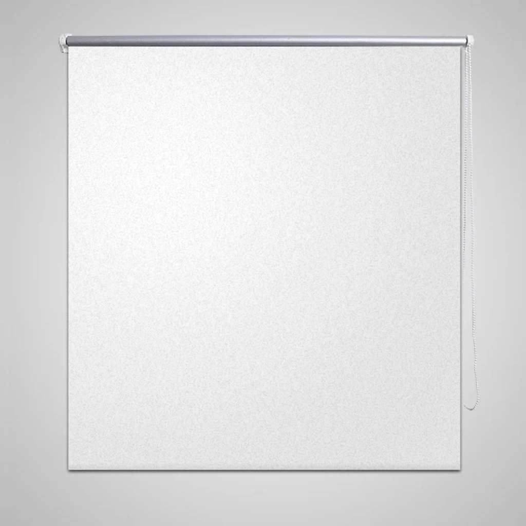 White Bostome blackout roller blind, 39.4x90.6 inches, mounted on a rod.