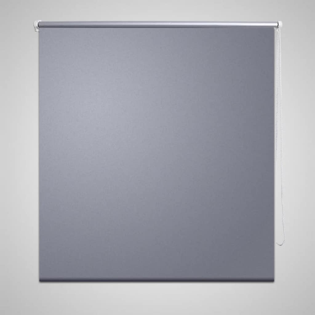 Gray blackout roller blind, 39.4 by 90.6 inches, with side brackets.