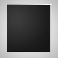 Black blackout roller blind, 39.4x90.6 inches, with silver rail.