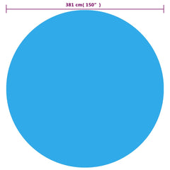 Blue round PE solar pool cover film, 150 inch diameter, with insulating air chambers.
