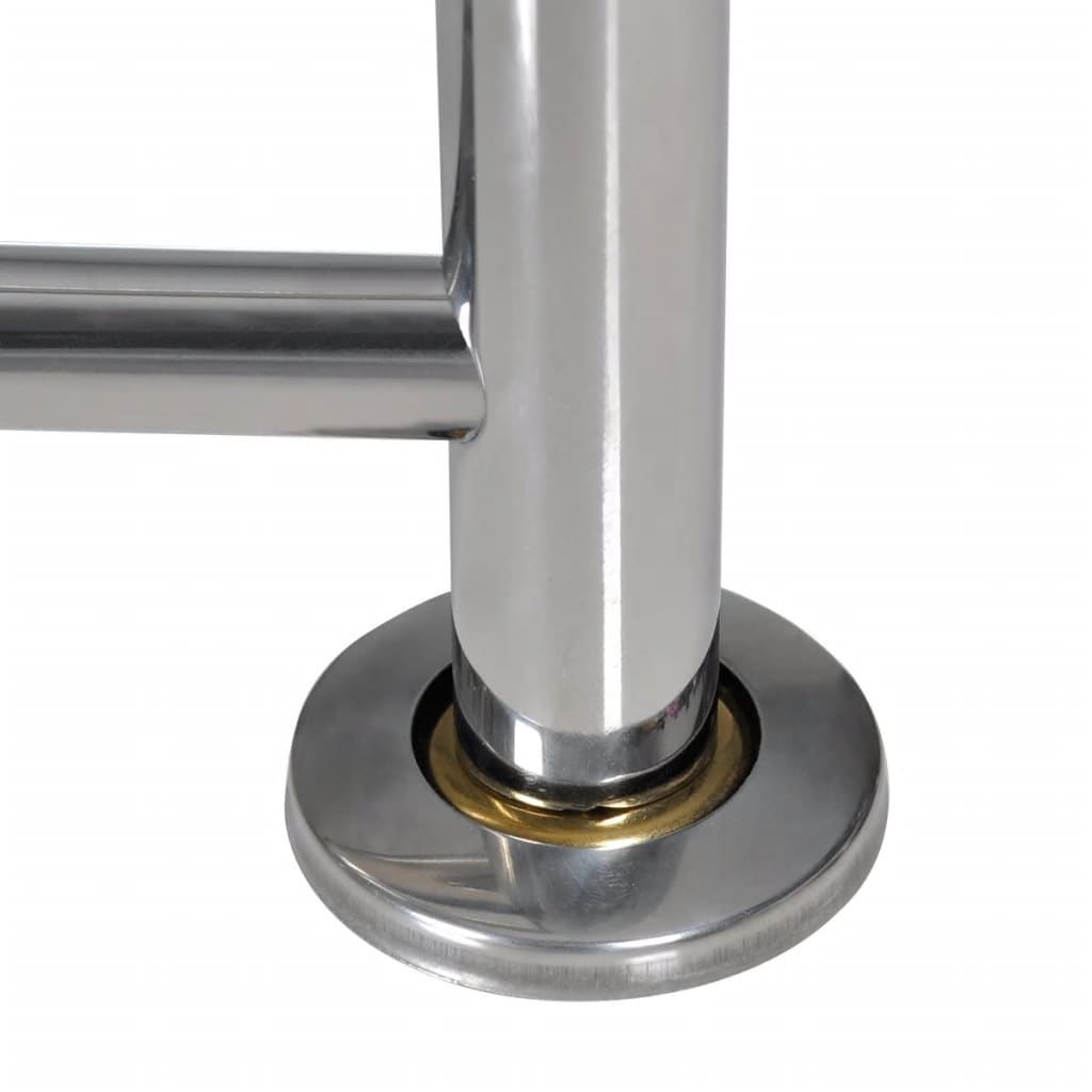 Stainless steel 2-tube towel rack, 23.6 inches wide, with wall-mount base.