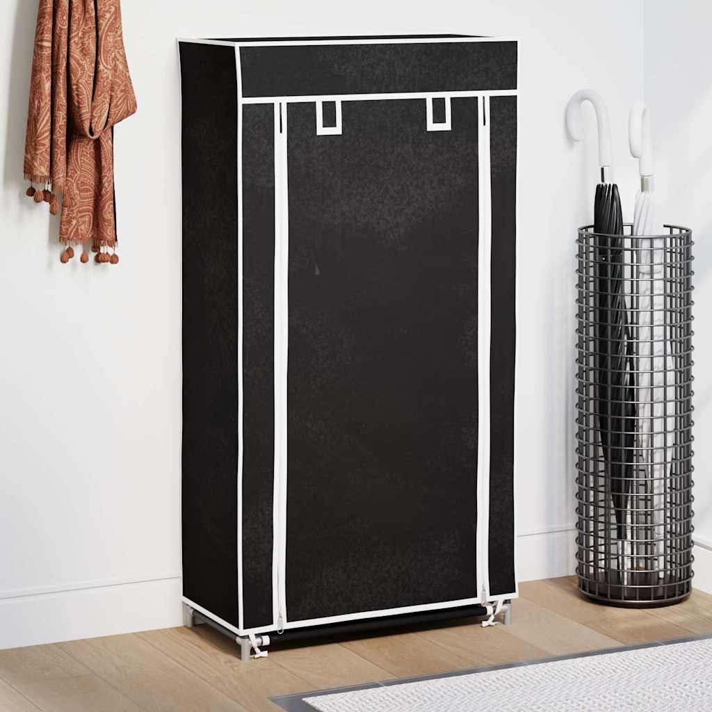 Fabric Shoe Cabinet with Cover 23 x 11 x 42 Black