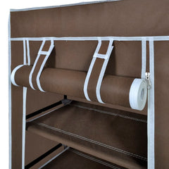 Fabric Shoe Cabinet with Cover 23 x 11 x 42 Brown