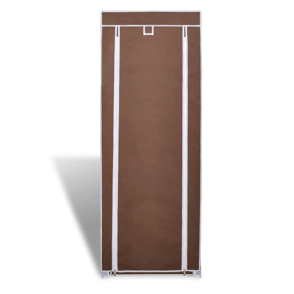 Fabric Shoe Cabinet with Cover 22 x 11 x 64 Brown