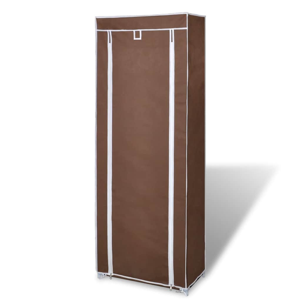 Fabric Shoe Cabinet with Cover 22 x 11 x 64 Brown