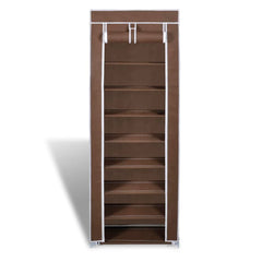 Fabric Shoe Cabinet with Cover 22 x 11 x 64 Brown