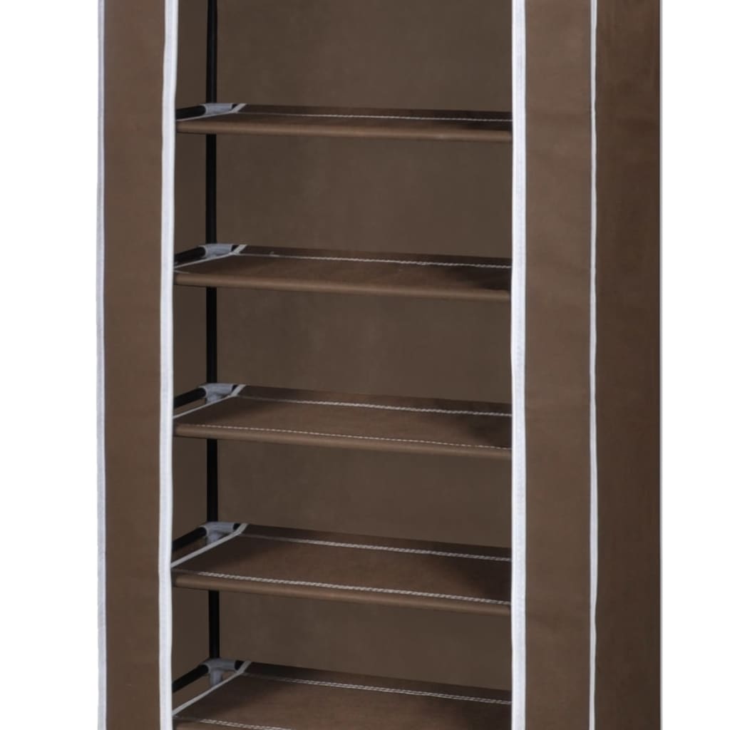 Fabric Shoe Cabinet with Cover 22 x 11 x 64 Brown