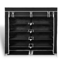 Fabric Shoe Cabinet with Cover 45 x 11 x 43 Black