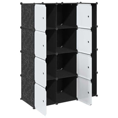 Modular Cabinet Black and White Plastic and Chromed Steel