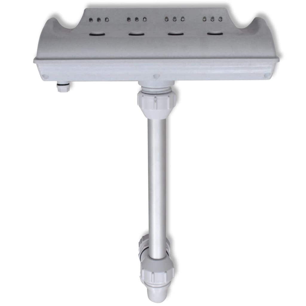 Gray Bostome Cascade pool fountain with 4 jets and LED lights on a stand.