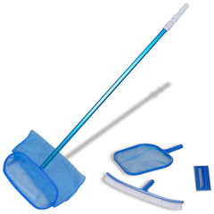 Bostome pool cleaning set with 2 leaf skimmers, brush, and telescopic pole.