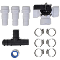 A Bostome solar pool heater bypass kit with a 3-way valve and various fittings.