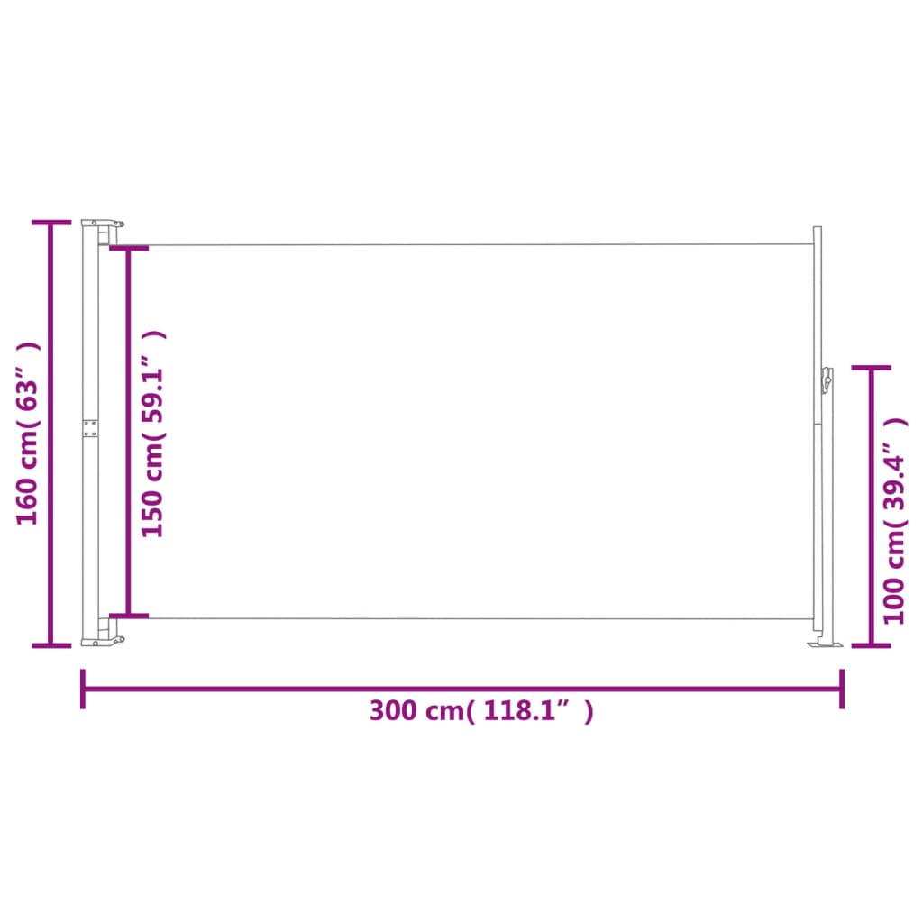 Patio Terrace Side Awning Red 5'2x9'10