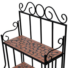 Plant Stand Display Terracotta Color Mosaic Pattern