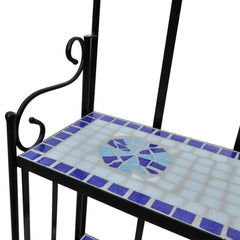 Plant Stand Blue and white mosaic Iron frame and ceramic tile