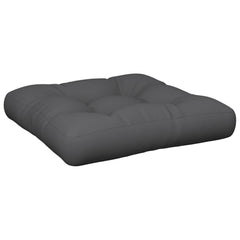 Gray polyester pallet cushion, 19.7x19.7x4.7 inches, with tufted design.