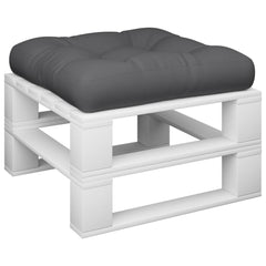 Gray polyester pallet cushion, 19.7x19.7x4.7 inches, on white pallet base.