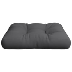 Gray polyester pallet cushion, 19.7x19.7x4.7 inches, with tufted design.