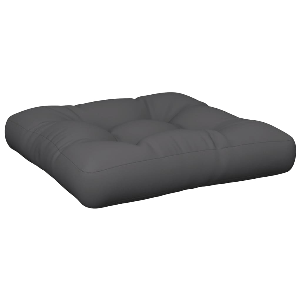 Gray polyester pallet cushion measuring 23.6x23.6x4.7 inches.