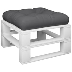 Gray polyester pallet cushion, 23.6x23.6x4.7 inches, on white pallet frame.