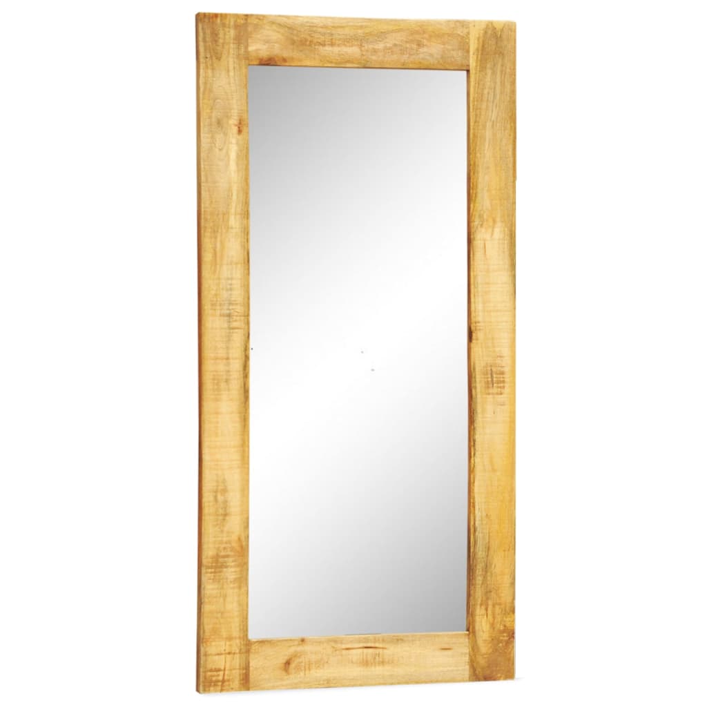 Rectangle wall mirror with solid mango wood frame, 47.2 by 23.6 inches.