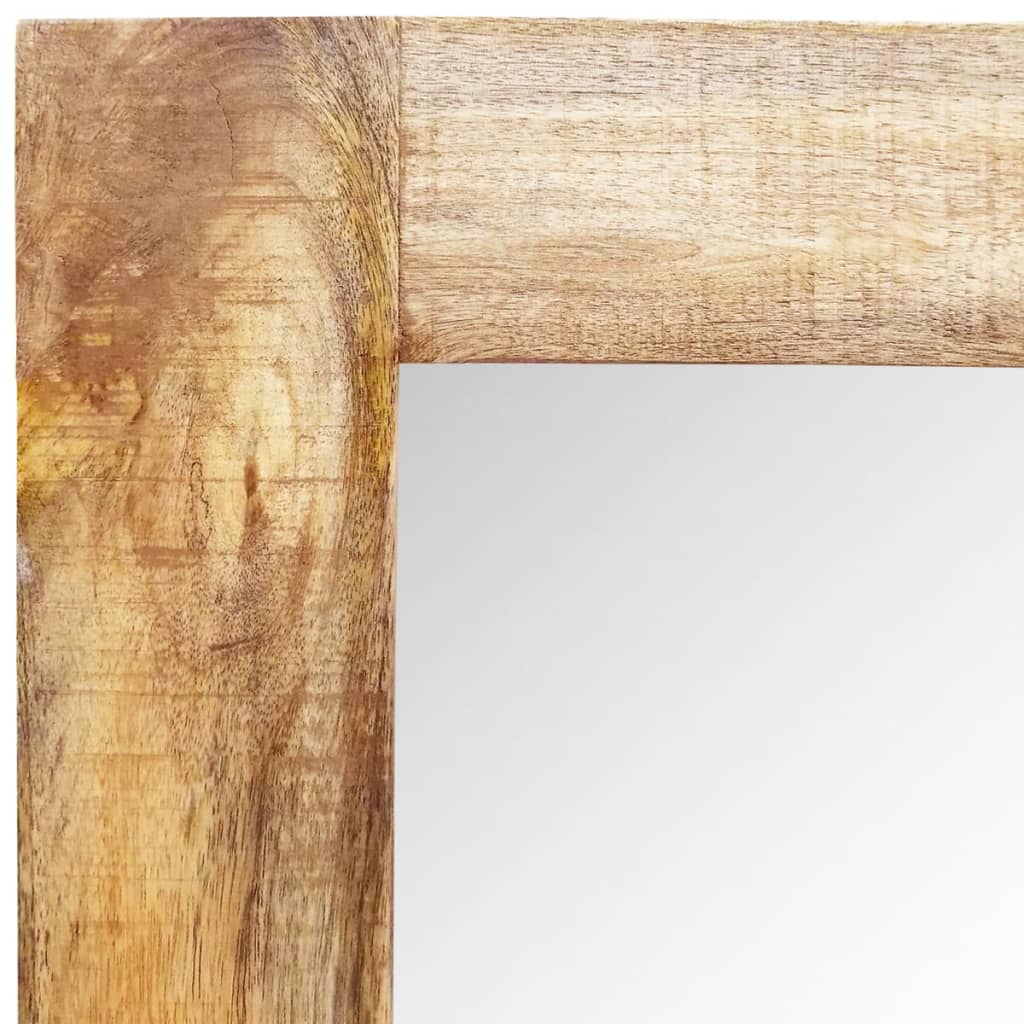Rectangular wall mirror with solid mango wood frame, 47.2 by 23.6 inches.