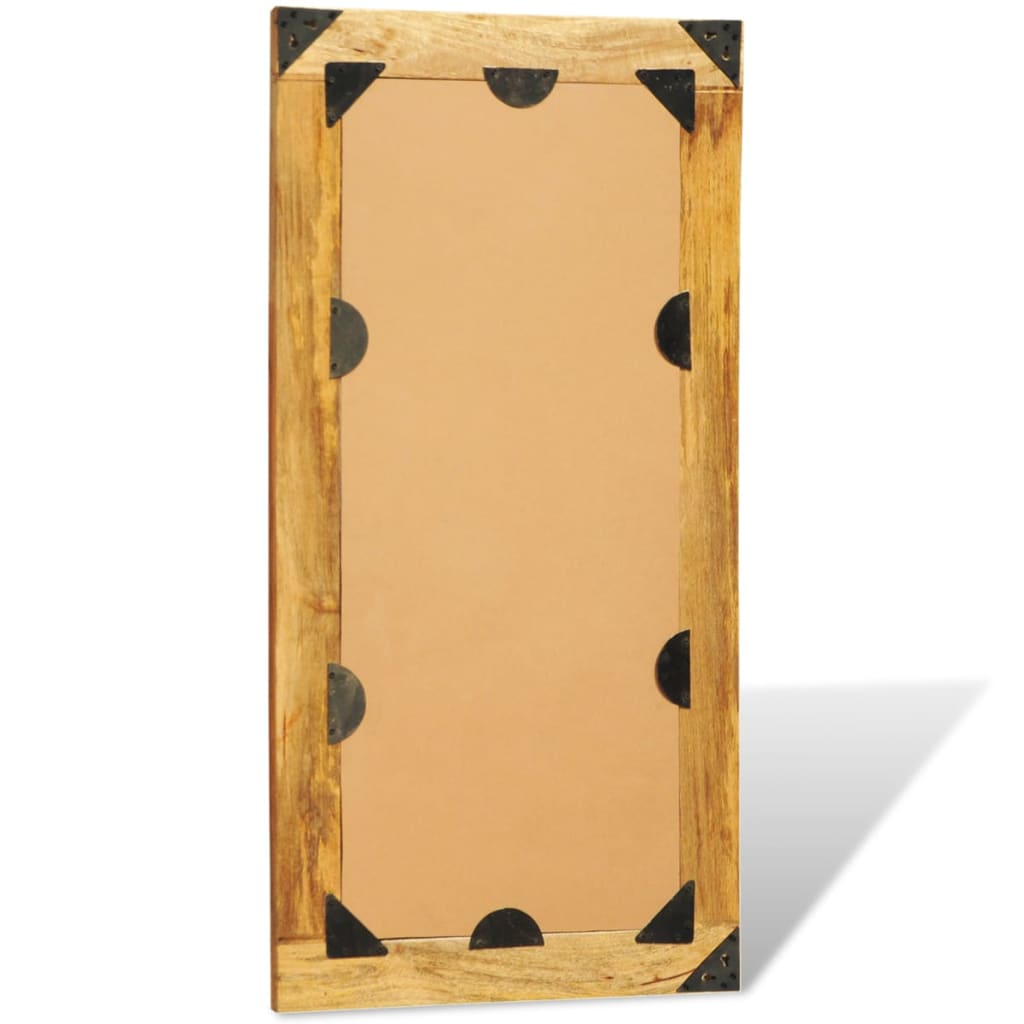 Rectangular wall mirror with solid mango wood frame, 47.2 by 23.6 inches.
