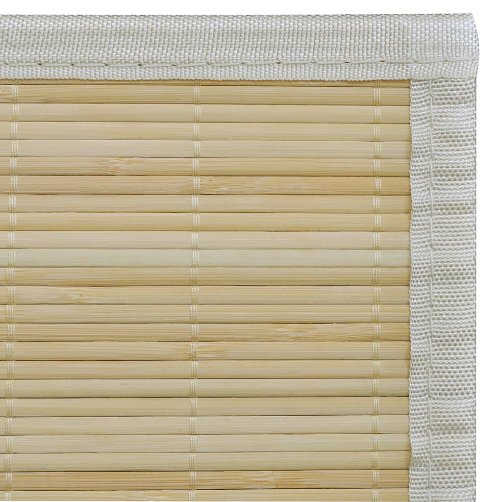 Natural bamboo rectangular rug with white borders, 31.5x78.7 inches.