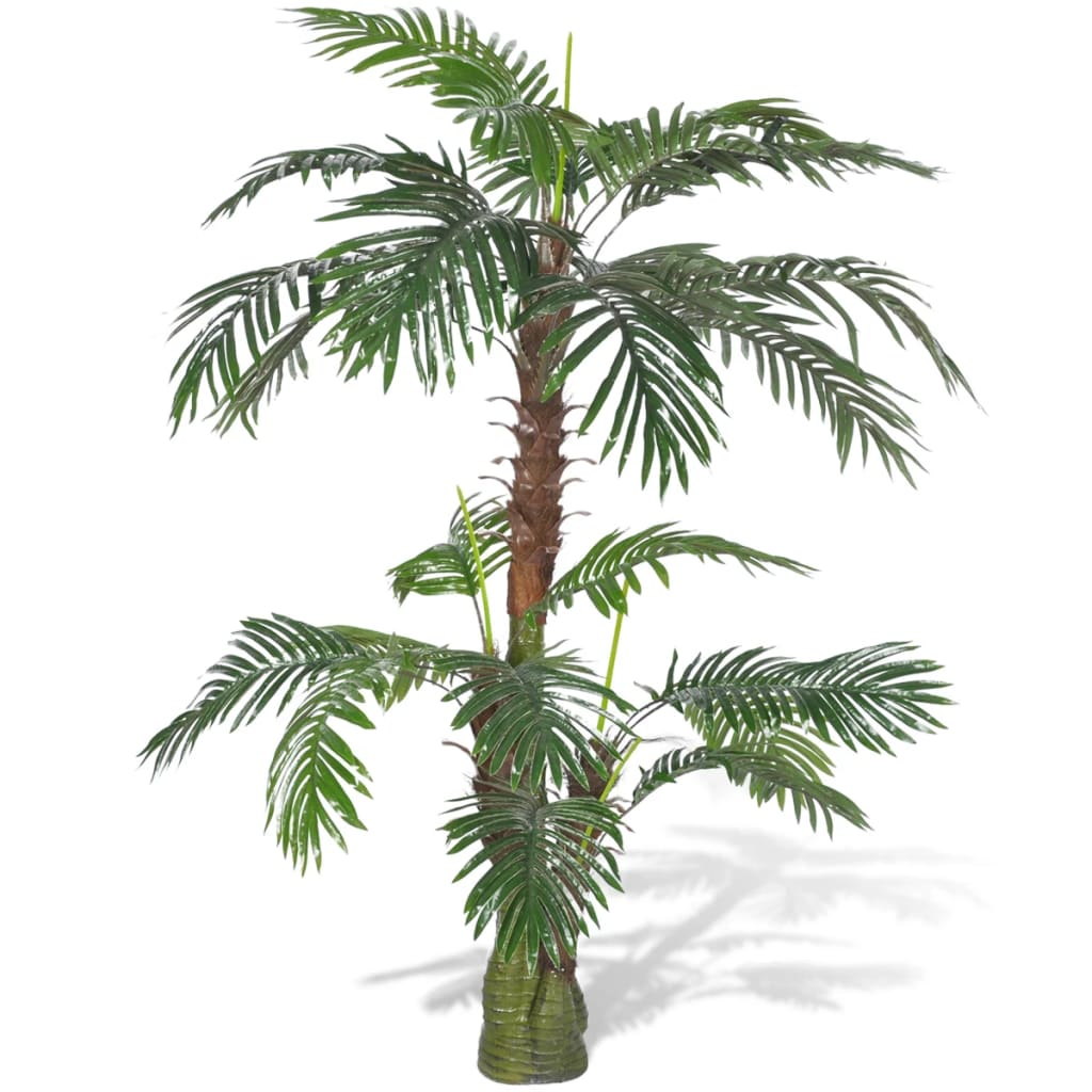 A 59-inch tall artificial Cycas palm tree with lifelike green fronds and a sturdy trunk.
