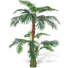 A 59-inch tall artificial Cycas palm tree with lifelike green fronds and a sturdy trunk.