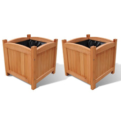 Raised Bed Set of 2 Natural Wood Solid wood 11.8 x 11.8 in