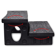 Black non-skid plastic spa steps with reversible treads for safe hot tub access