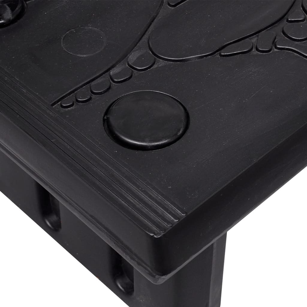 Black non-skid plastic spa steps for hot tubs with textured surface and side handles.