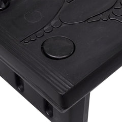 Black non-skid plastic spa steps for hot tubs with textured surface and side handles.
