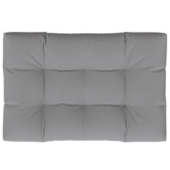 Gray polyester pallet cushion, 47.2x31.5x4.7 inches, with tufted design.