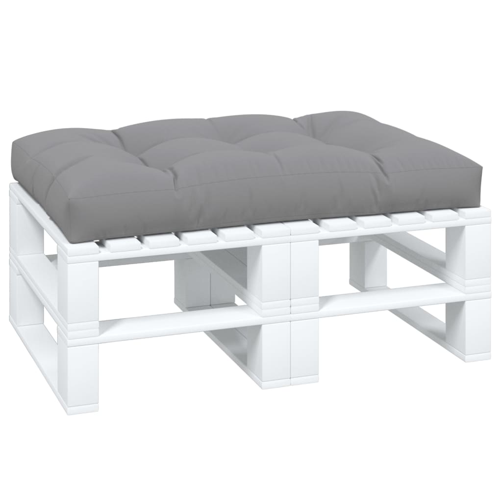 Gray polyester pallet cushion, 47.2x31.5x4.7 inches, with tufted design.