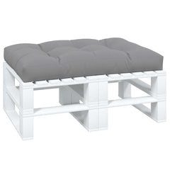Gray polyester pallet cushion, 47.2x31.5x4.7 inches, with tufted design.