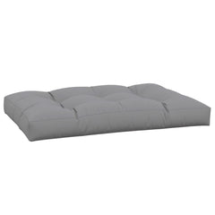 Gray polyester pallet cushion measuring 47.2x31.5x4.7 inches with tufted design.