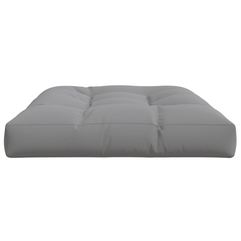 Gray polyester pallet cushion, 47.2 x 31.5 x 4.7 inches, with tufted design.