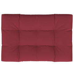 Wine red polyester pallet cushion, 47.2x31.5x4.7 inches, with tufted sections.