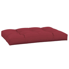 Wine red polyester pallet cushion, 47.2x31.5x4.7 inches, with tufted sections.
