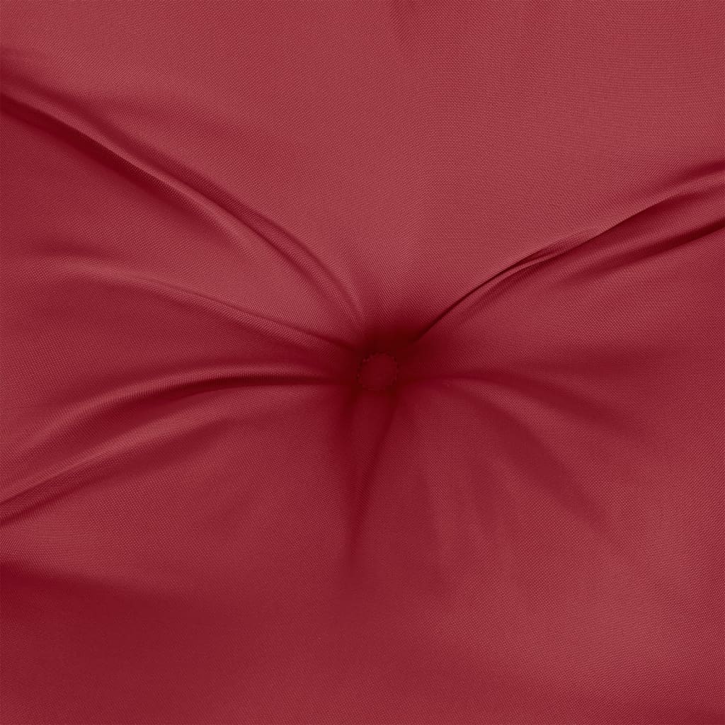 Wine red polyester pallet cushion, 47.2x31.5x4.7 inches, with tufted texture.
