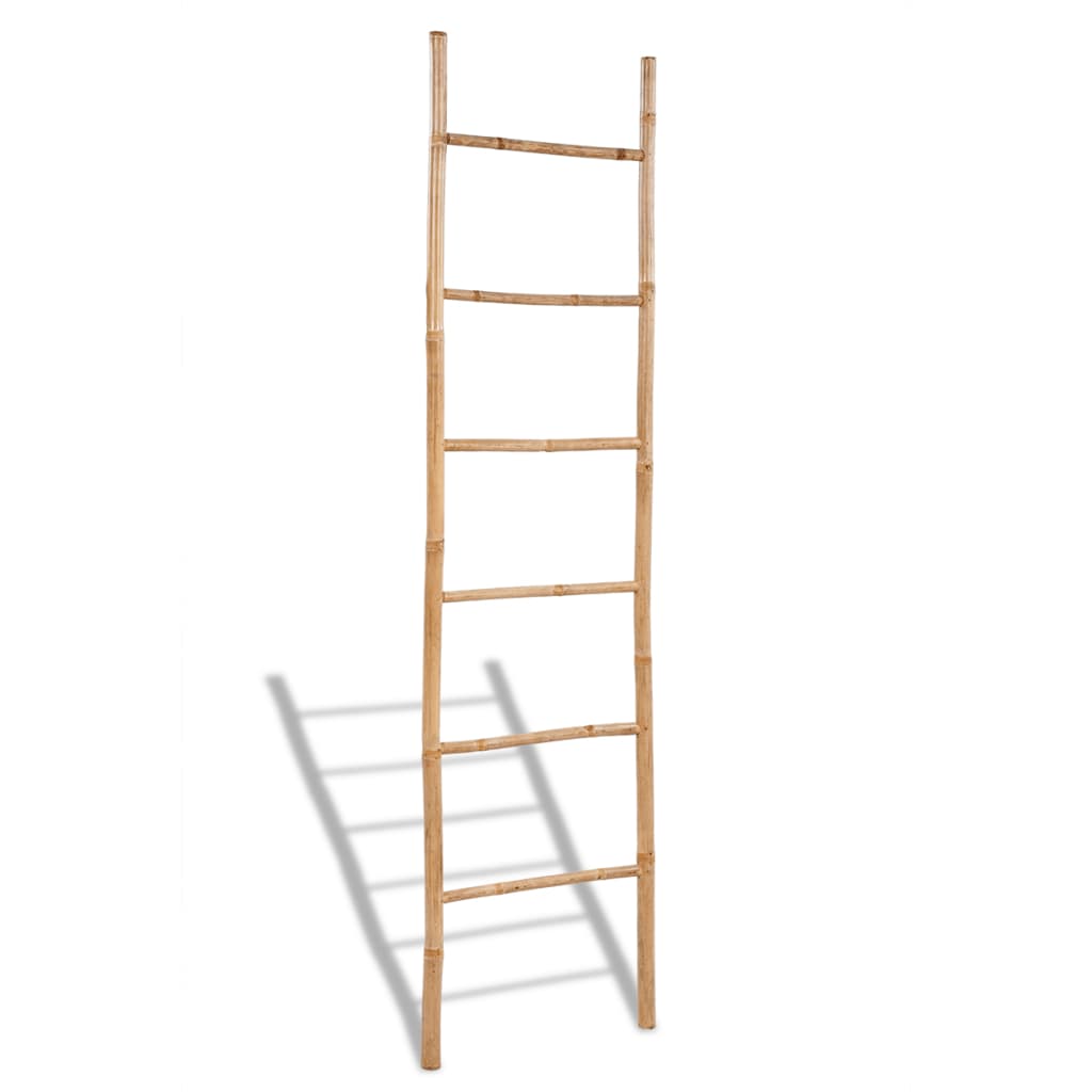 Bostome bamboo towel ladder rack with 6 rungs, 74.8 inches tall.