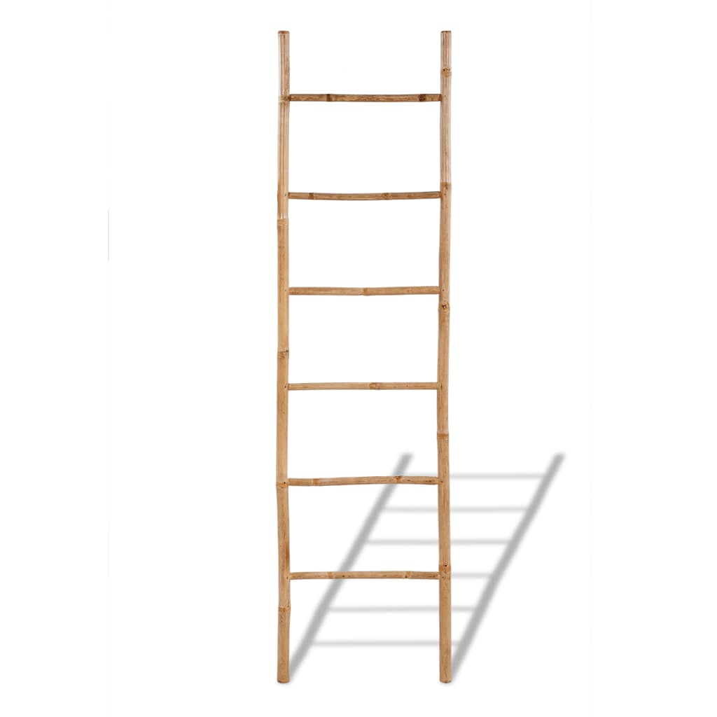 Bostome bamboo towel ladder rack with 6 rungs, 74.8 inches high.