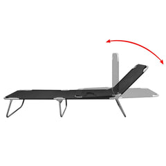 Sun Lounger Black Powder-coated steel 74.4 in long Foldable