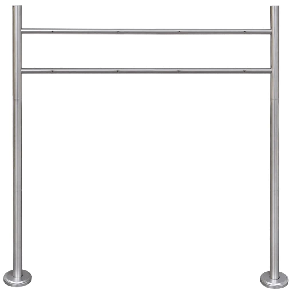 Stainless steel double mailbox post stand, 47.2 inches high with two horizontal bars.