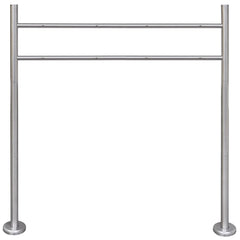 Stainless steel double mailbox post stand, 47.2 inches high with two horizontal bars.