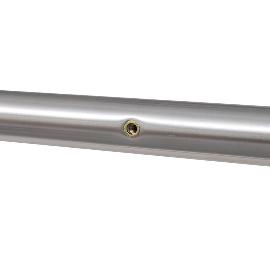 A 47.2-inch tall stainless steel post stand for mounting two mailboxes, with screw holes.