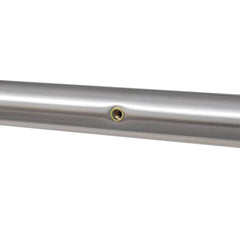 A 47.2-inch tall stainless steel post stand for mounting two mailboxes, with screw holes.