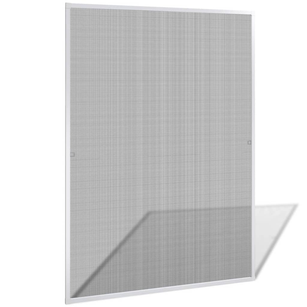 White adjustable insect screen window with aluminum frame and fiberglass mesh, sized 51.2x59 inches.